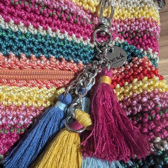The Sak rainbow colored crochet boho Sak bag - Picture 7 of 15